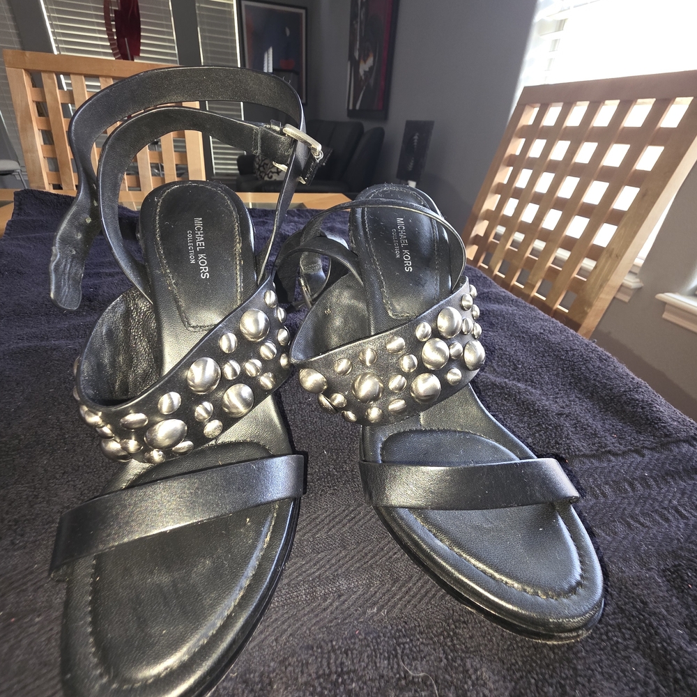 Michael Kors Collection Black Heels with Silver Accents